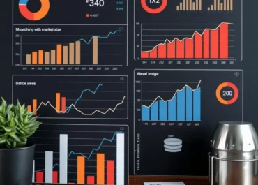 Graphs showing market size, growth rates, and potential insights.