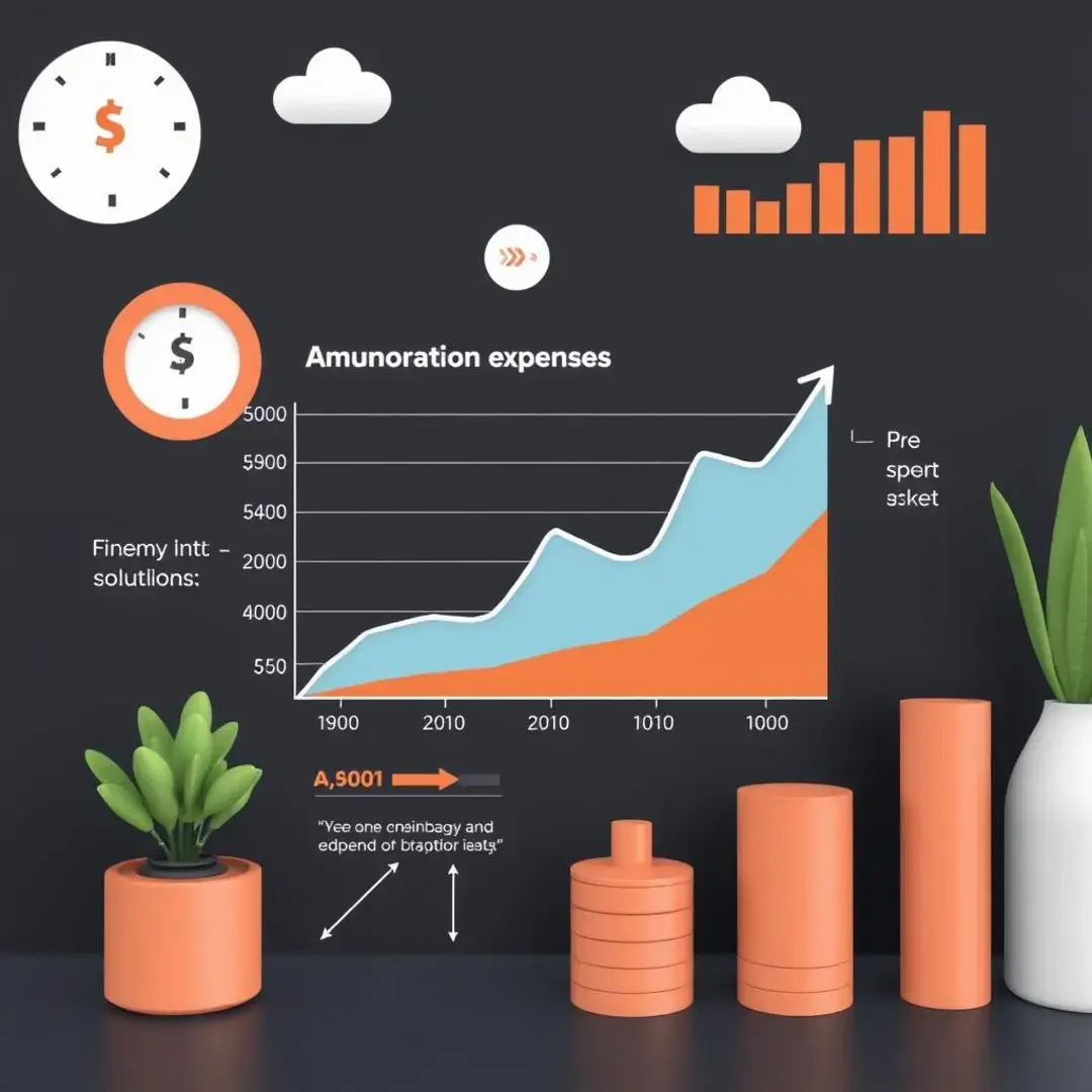 Graph illustrating amortization trends, startup expenses, and financial solutions.