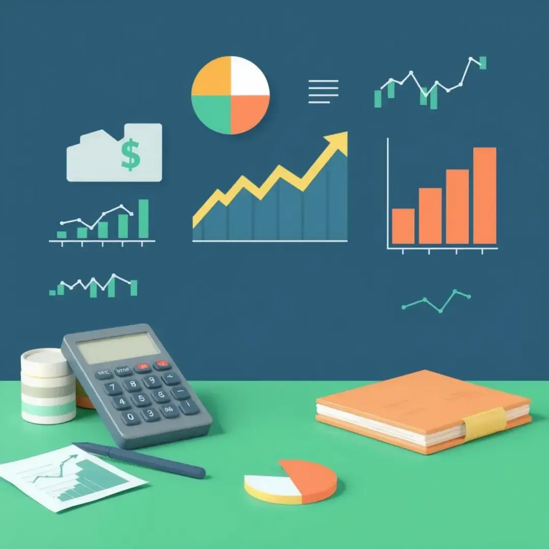 Graphs, bonds, calculators, charts, and financial analysis tools.