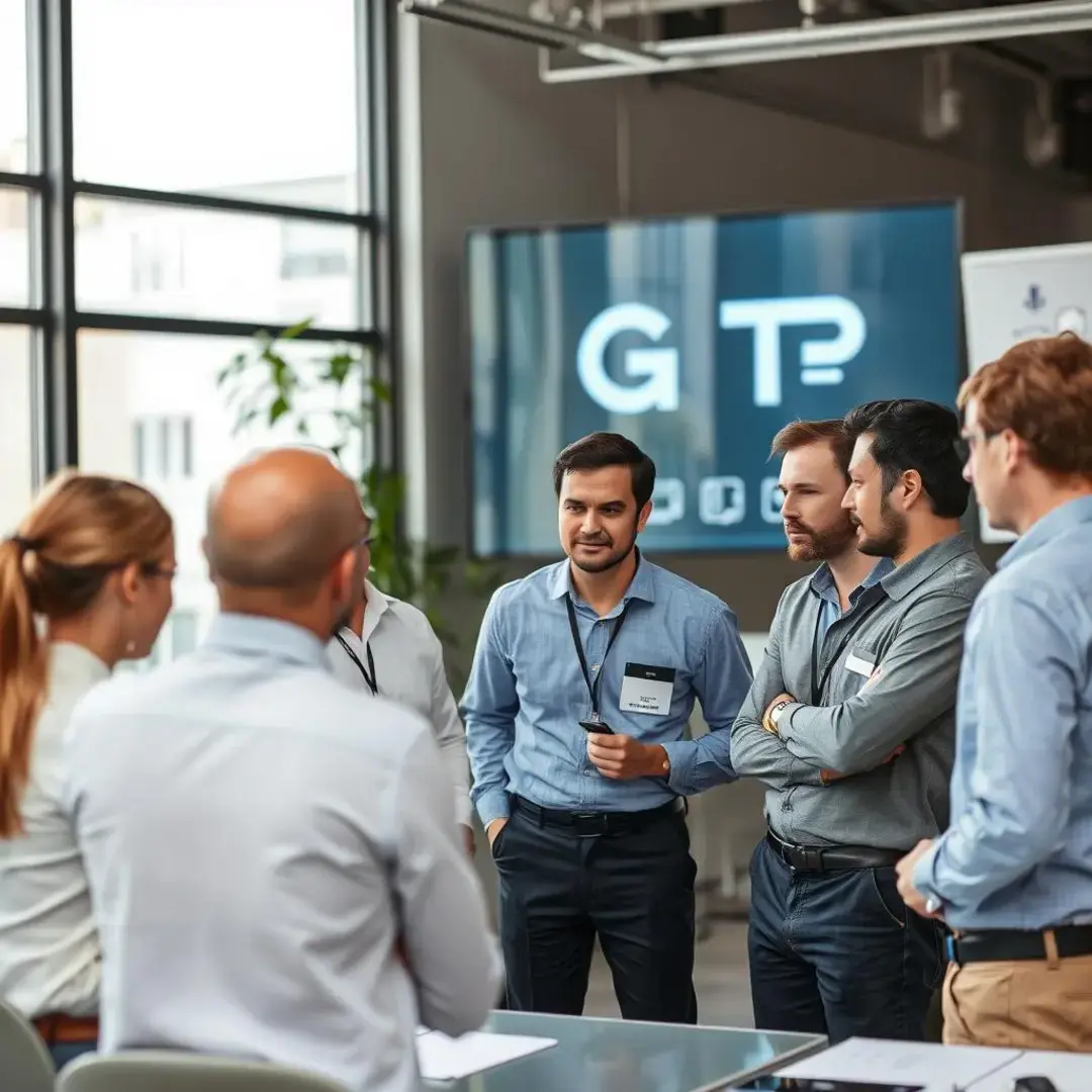 Startup team discussing GPT-4's innovative solutions and capabilities.