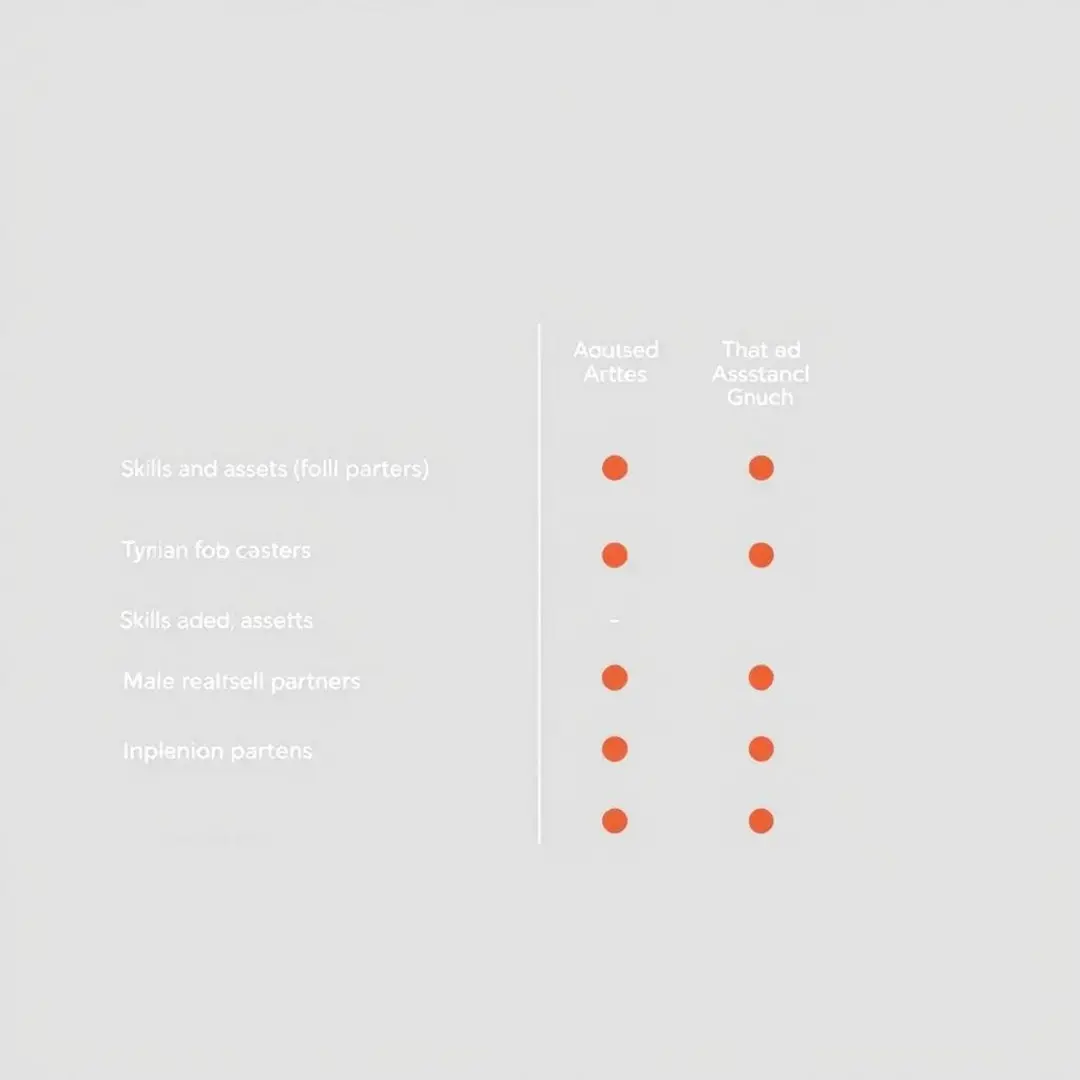 Chart comparing skills and assets of potential business partners.