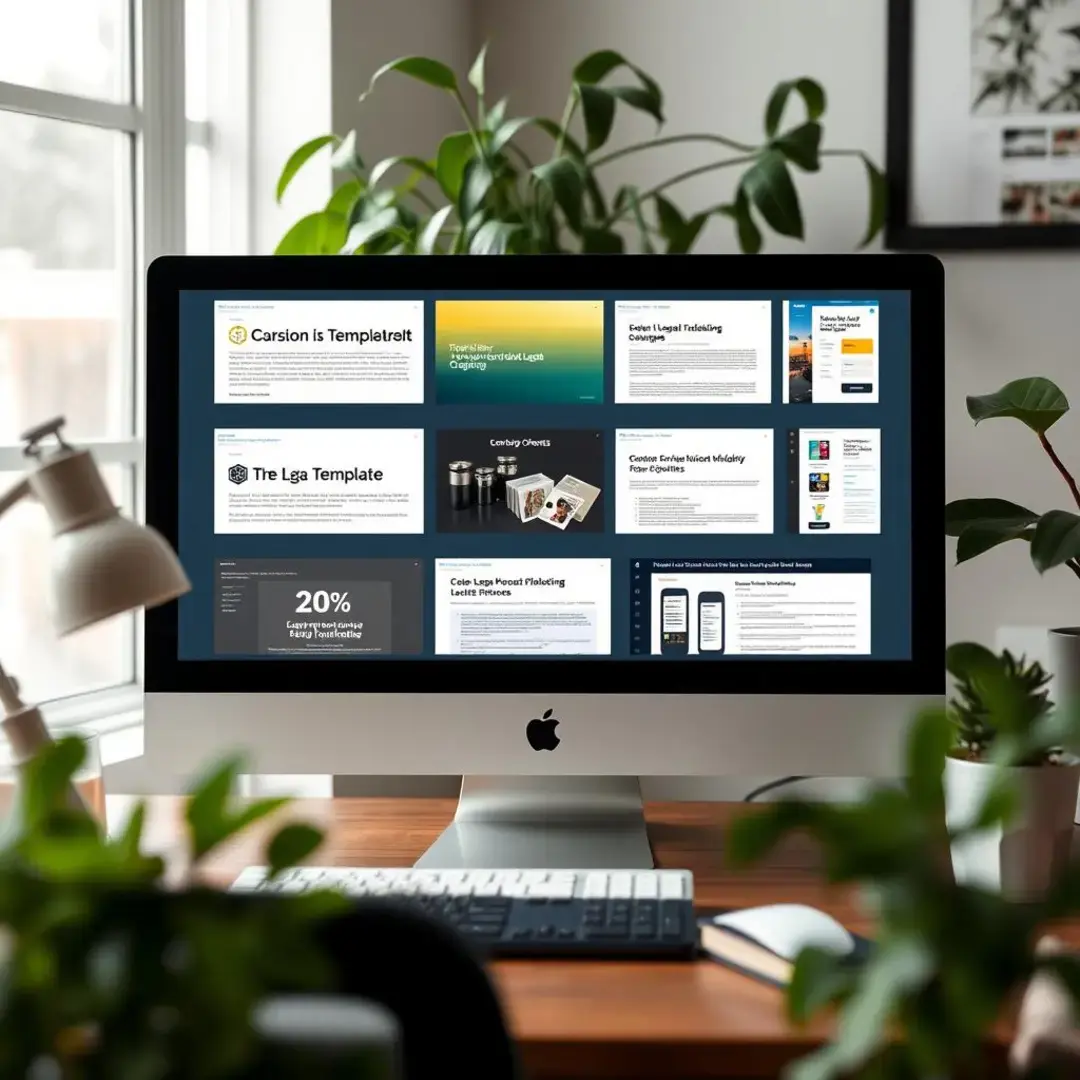 Various online legal template providers displayed on a computer screen.