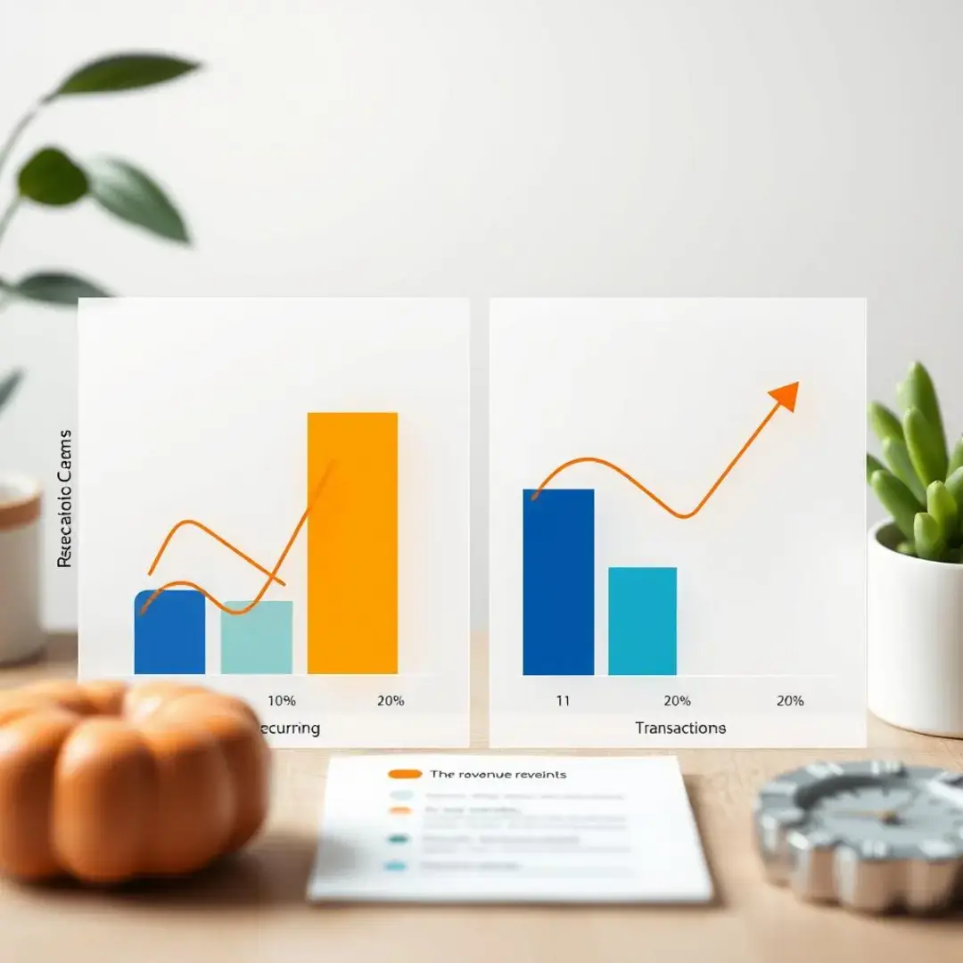 Two graphs comparing recurring and transactional revenue models.