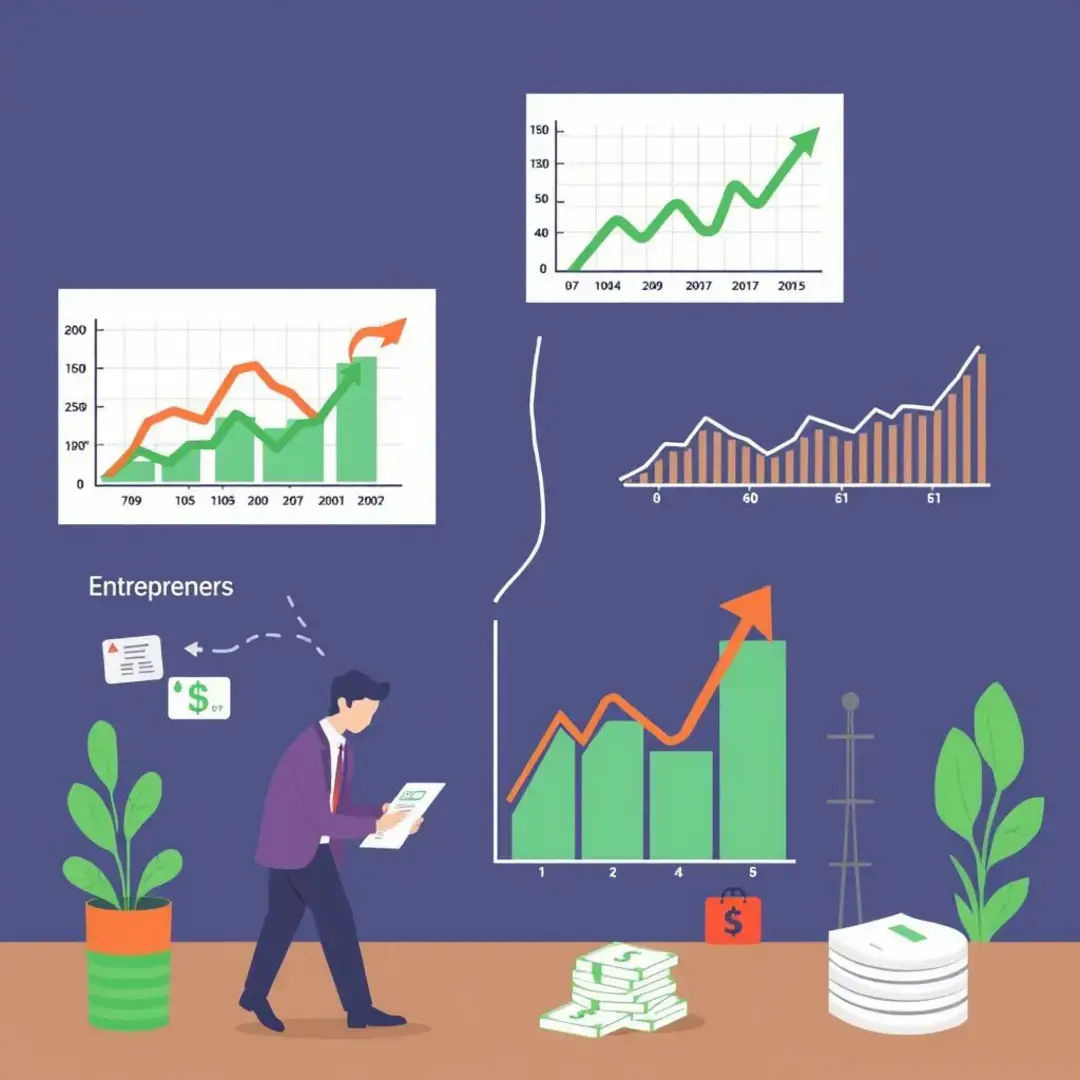 Graphs illustrating active vs. passive income, entrepreneurs, money flow.