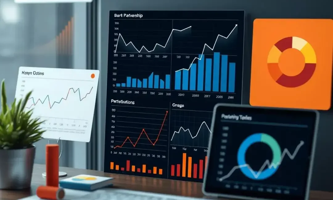 Graphs, charts, and metrics showcasing partnership performance indicators.