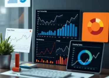 Graphs, charts, and metrics showcasing partnership performance indicators.