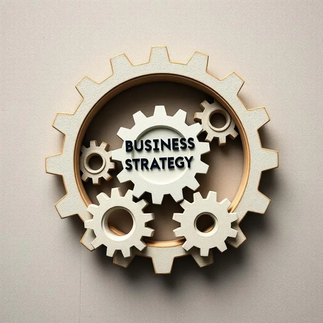 Interconnected gears symbolizing unity in business strategy.