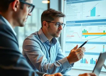 Strategic leader analyzing metrics on a Balanced Scorecard framework.