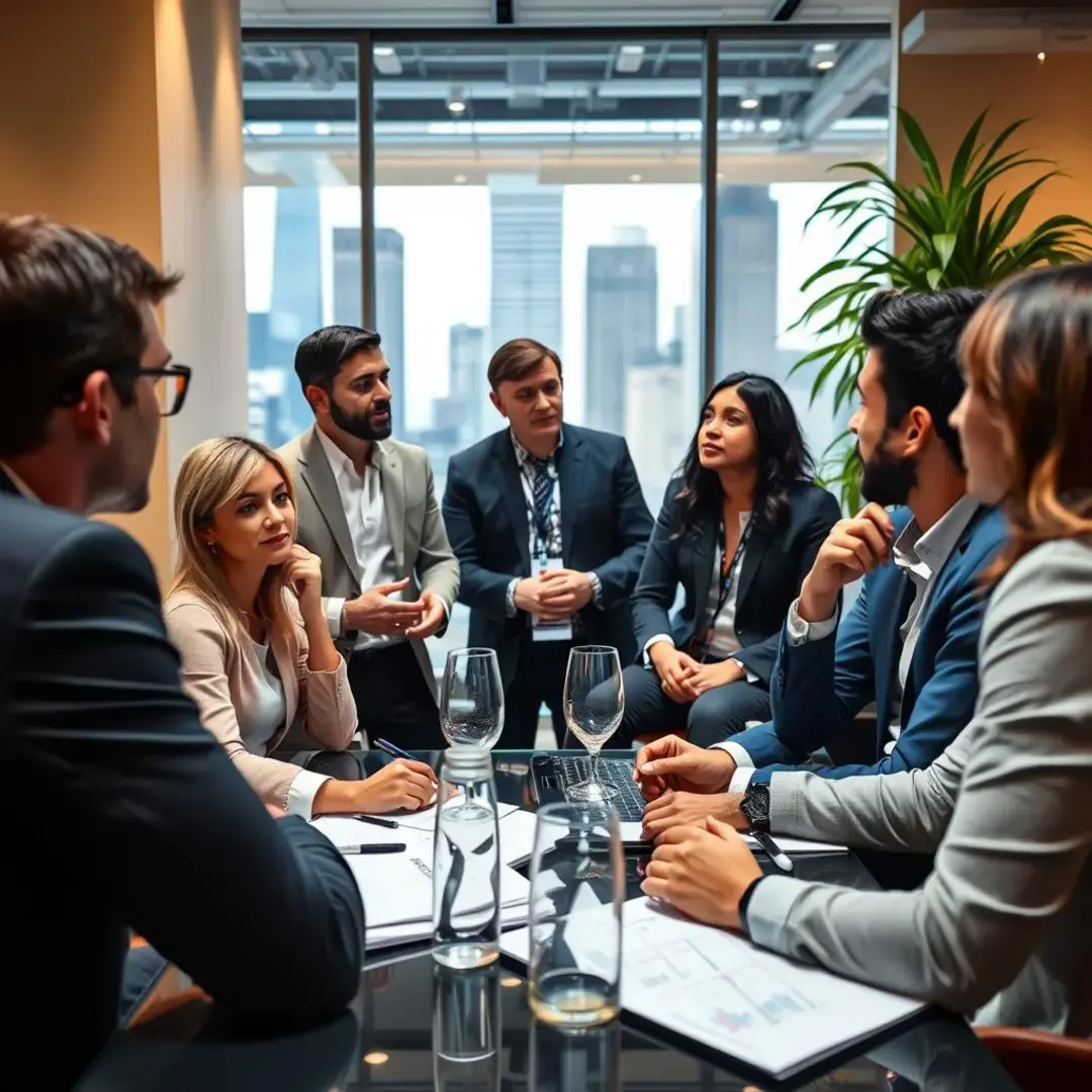 Diverse investors discussing innovative funding strategies for startups.