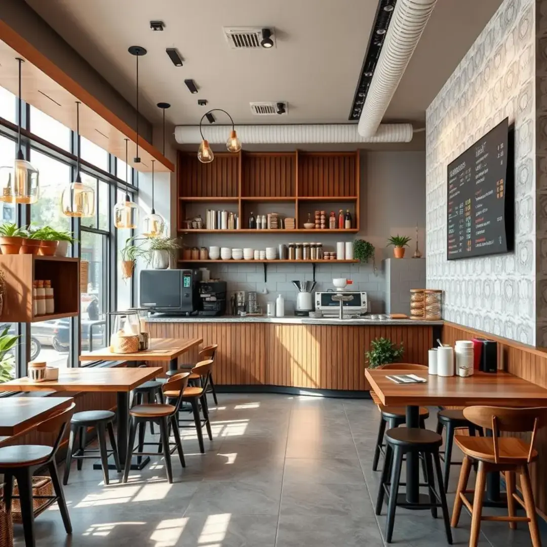 Innovative cafe designs, diverse coffee options, technology integration.