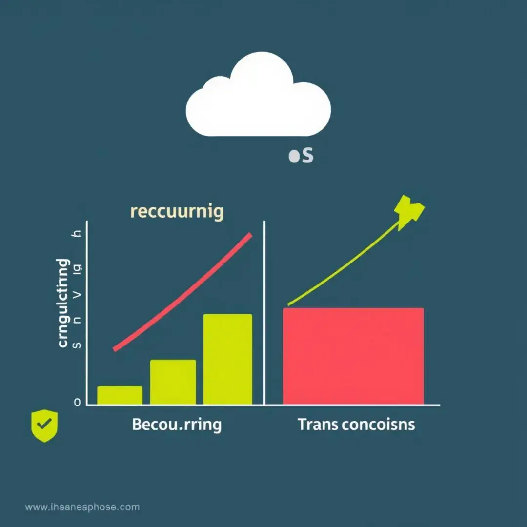 Graph comparing recurring and transactional revenue models.