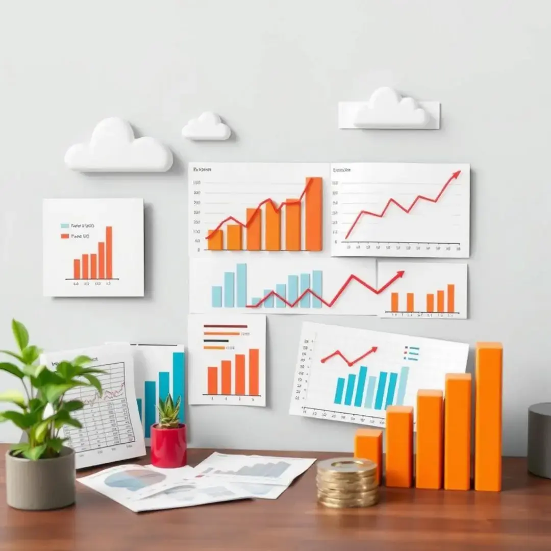 Graphs, charts, cash flow, revenue streams, value proposition, cost structure.