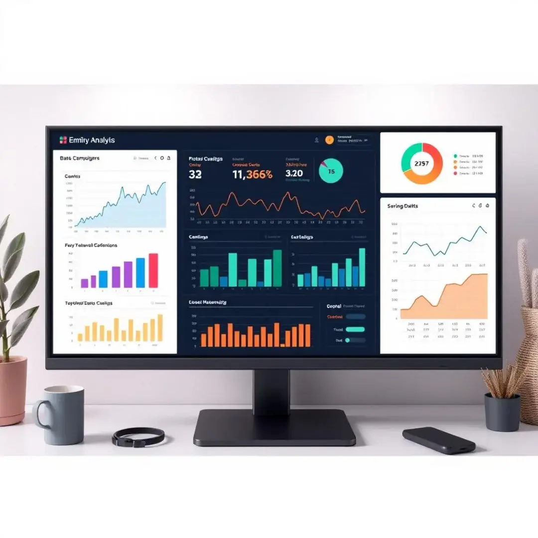 Graphs, charts, and data analytics dashboard showcasing campaign performance.