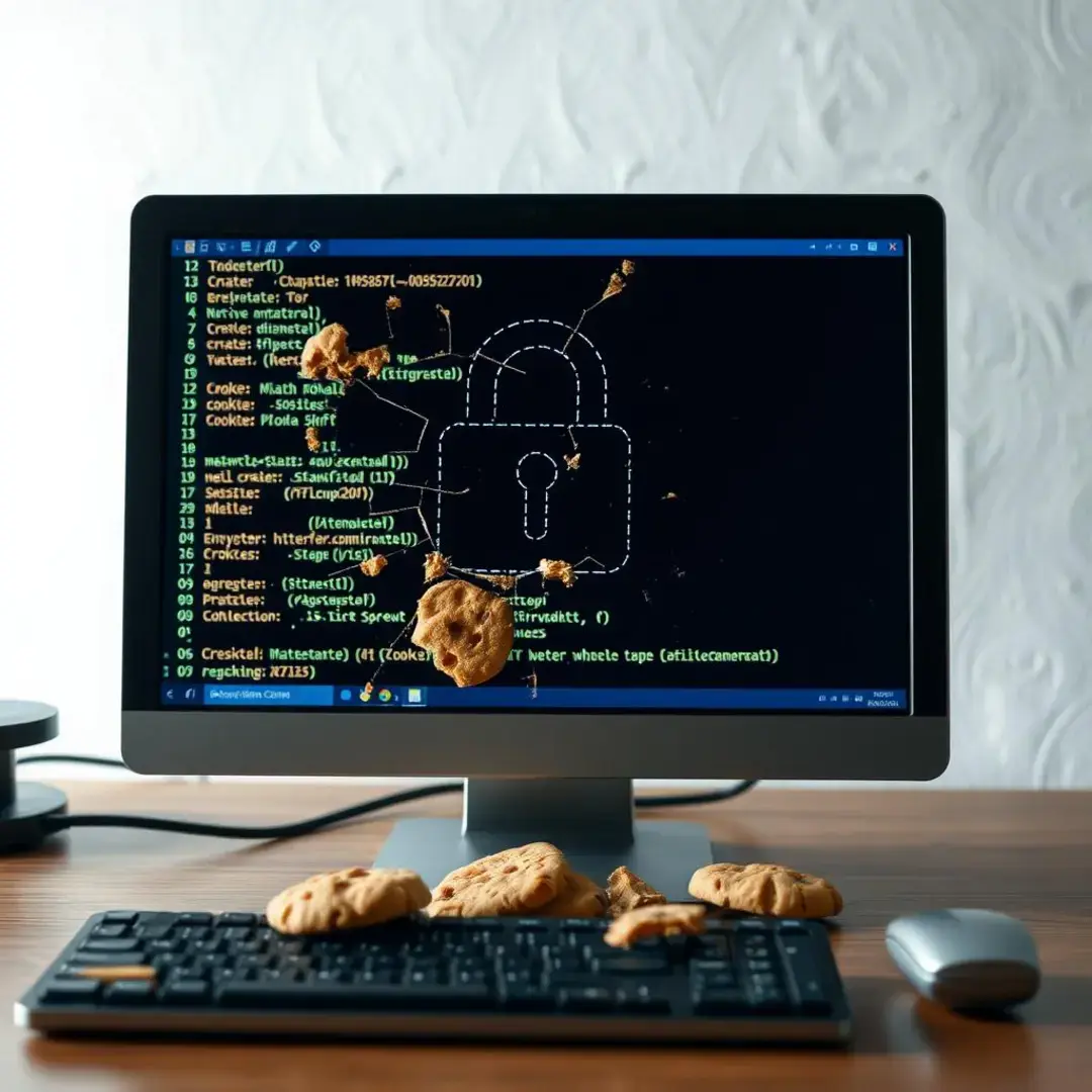 Broken cookies on a computer screen, signaling digital privacy shift.