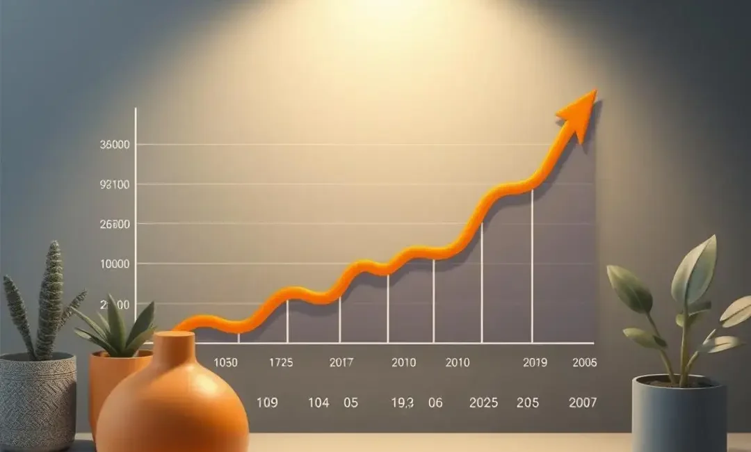 Graph showing annualized growth rate with startup metrics and trends.