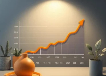 Graph showing annualized growth rate with startup metrics and trends.