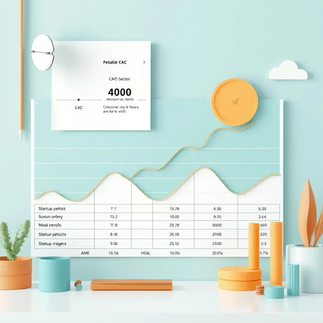 Graph showing CAC calculation across various startup sectors.