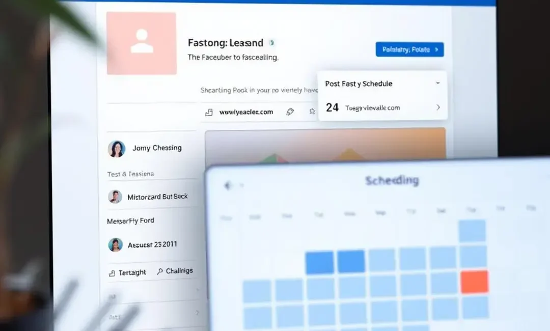 Facebook interface showing post scheduling options and calendar.