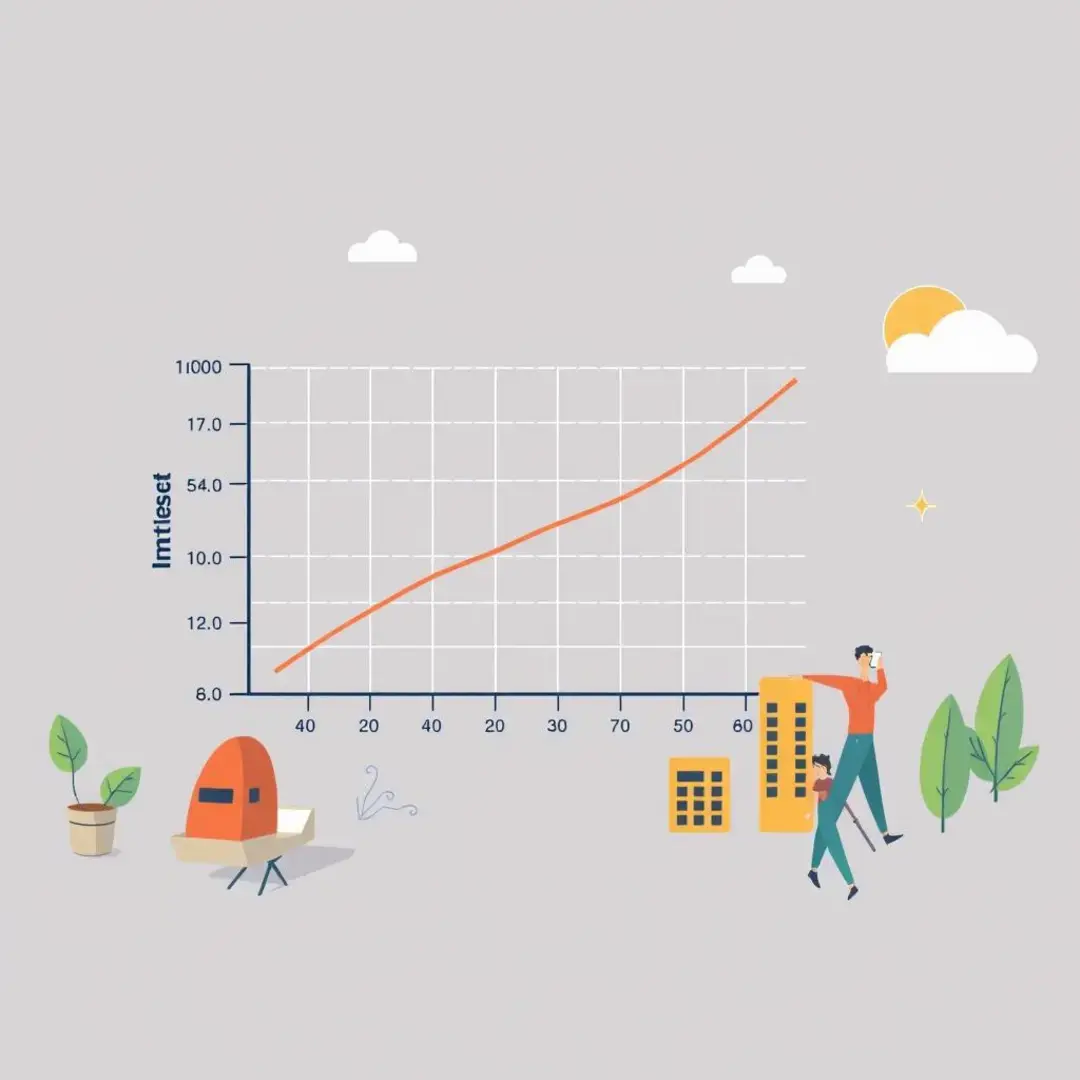 Graph comparing fixed and variable interest rates, startup challenges illustrated.