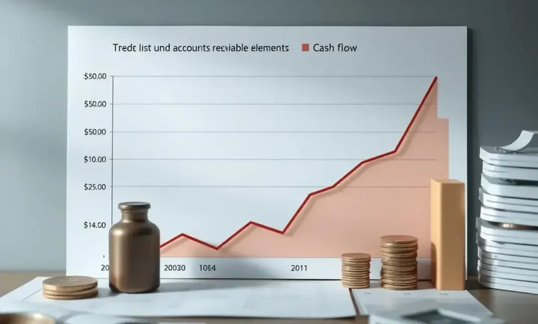 Graph showing trends in accounts receivable and cash flow.