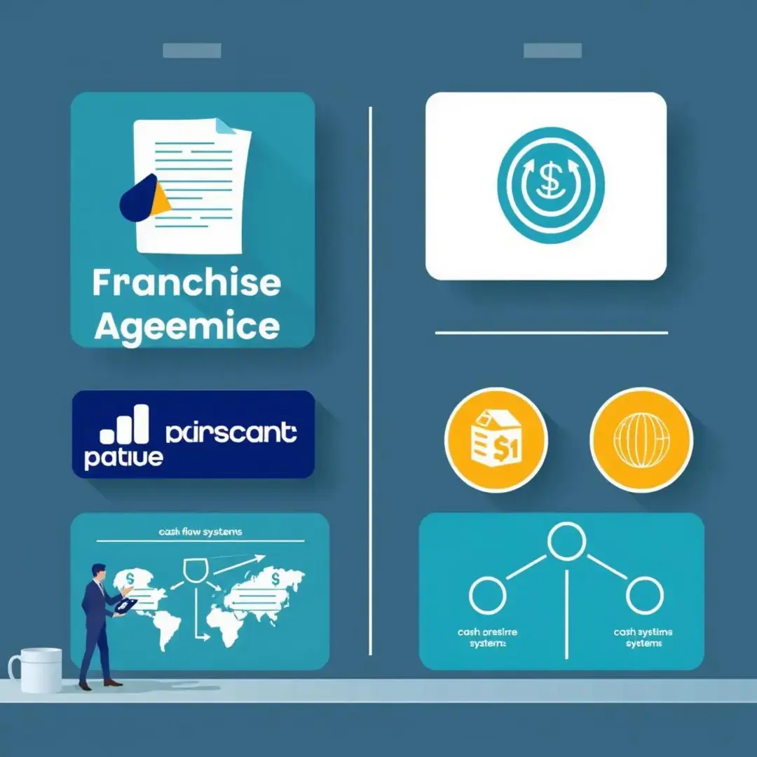 Franchise agreements, logos, cash flow charts, support systems.