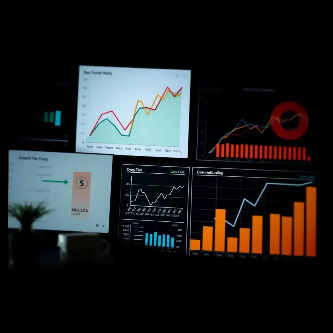 Graphs, data analysis, investment metrics, risk assessment, startup strategy.