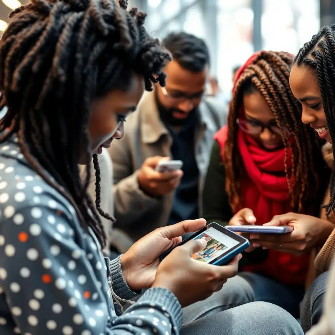 Diverse people engaging with tailored digital content on devices.