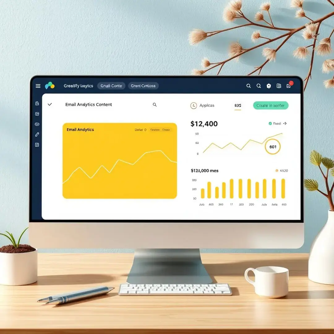 Email analytics dashboard with optimized content and engagement metrics.