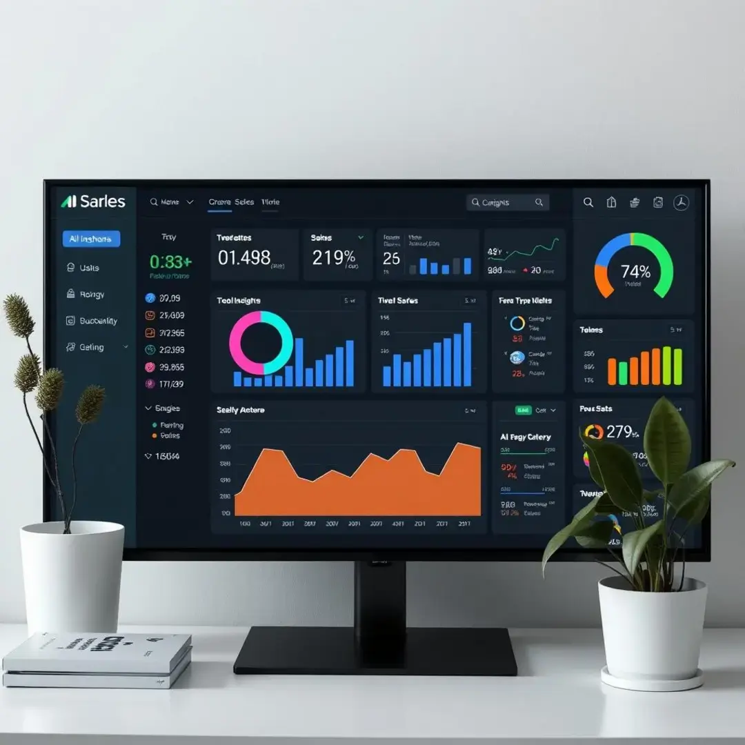 Sales dashboard displaying AI insights and performance metrics.