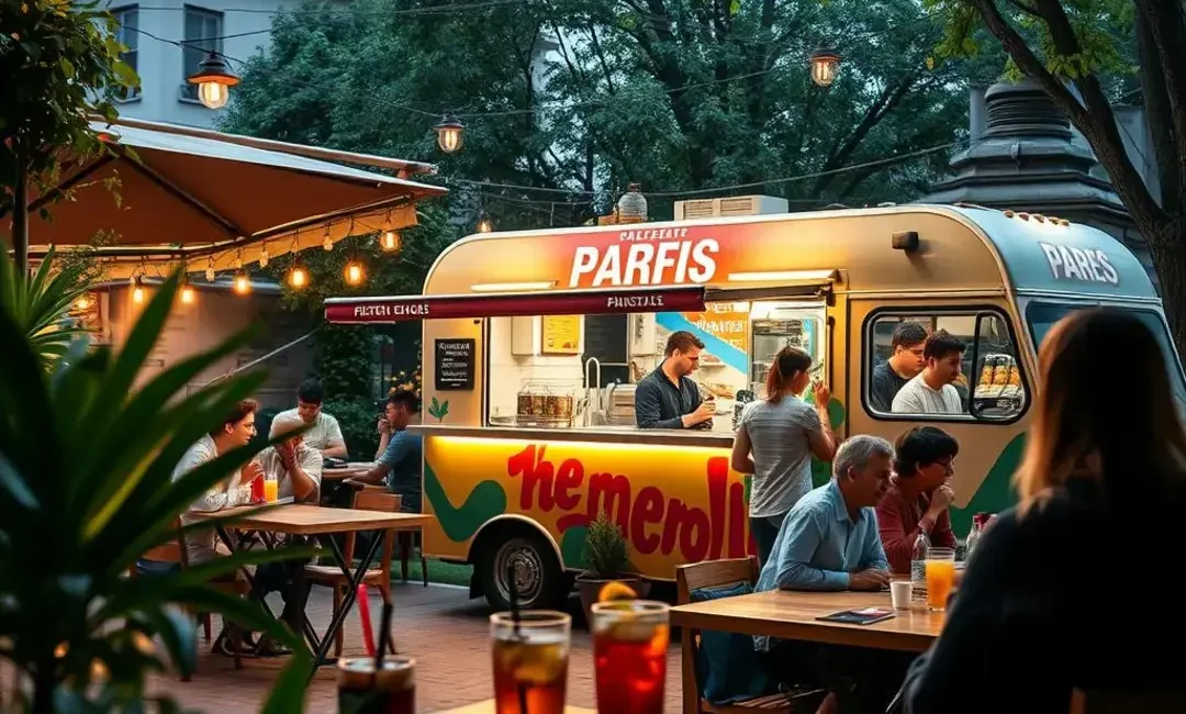 Blogging ideas for small business types 6 Café, restaurant, food truck, drinks, vibrant branding, customers.