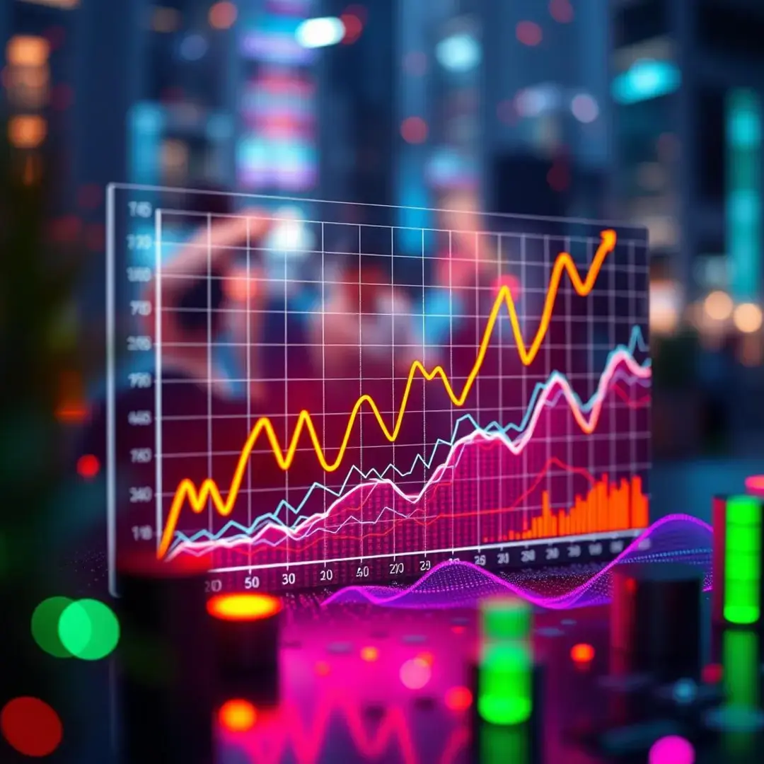 Graph showing AI-driven demand predictions, vibrant data trends.