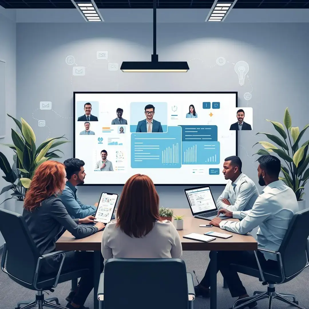 Virtual meetings, collaborative platforms, AI tools, diverse teams, innovation.