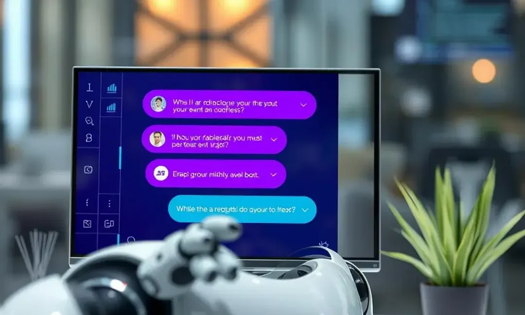 AI chatbot answering FAQs on a digital interface.