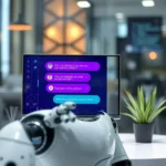 AI chatbot answering FAQs on a digital interface.