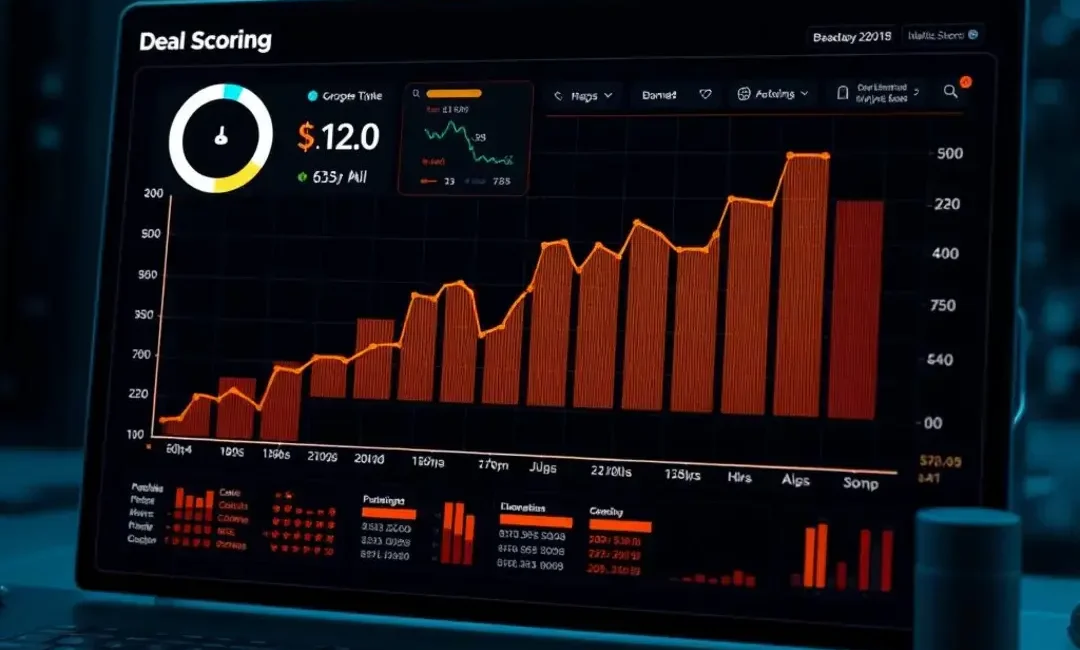 Graph showing deal scoring metrics with AI data analysis.