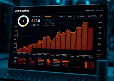 Graph showing deal scoring metrics with AI data analysis.