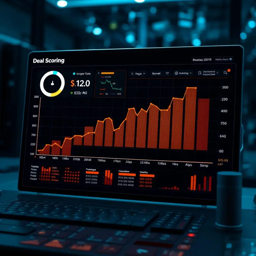 Graph showing deal scoring metrics with AI data analysis.