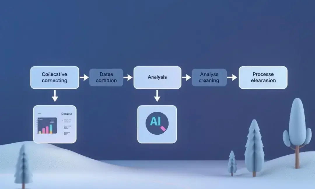 AI pipeline diagram with stages: data collection, processing, analysis.