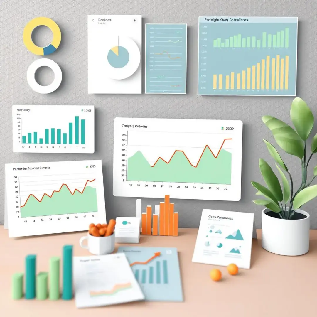 Graphs, charts, and metrics showcasing partnership performance and goals.