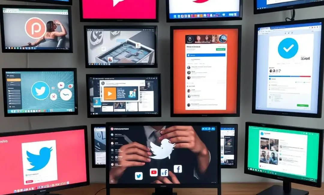 Diverse screens displaying various social media platforms and strategies.