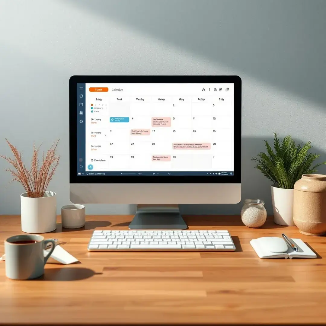 Calendar interface displaying automated scheduling features and efficiency.