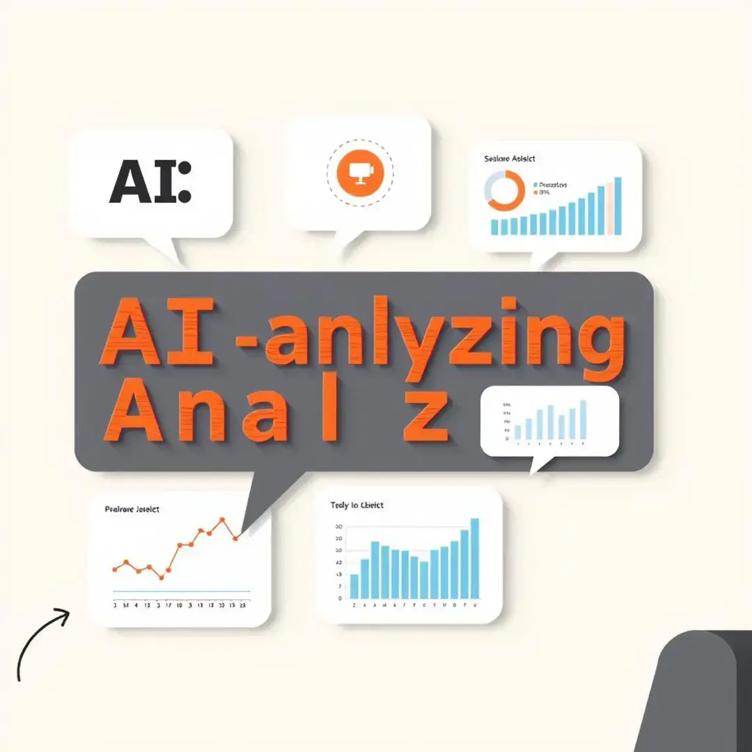 AI analyzing text, speech bubbles, and data charts.