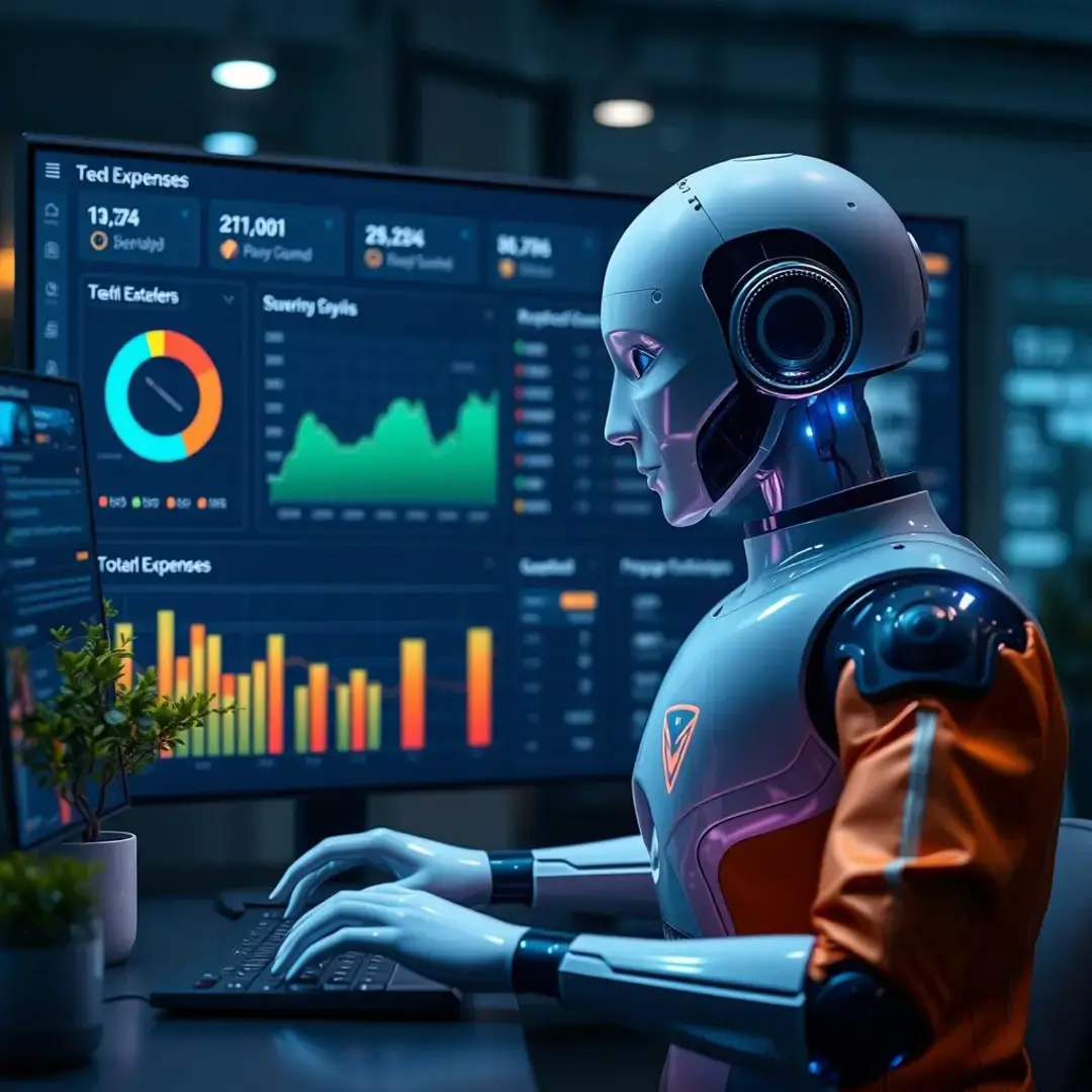 AI analyzing expenses on a digital dashboard interface.