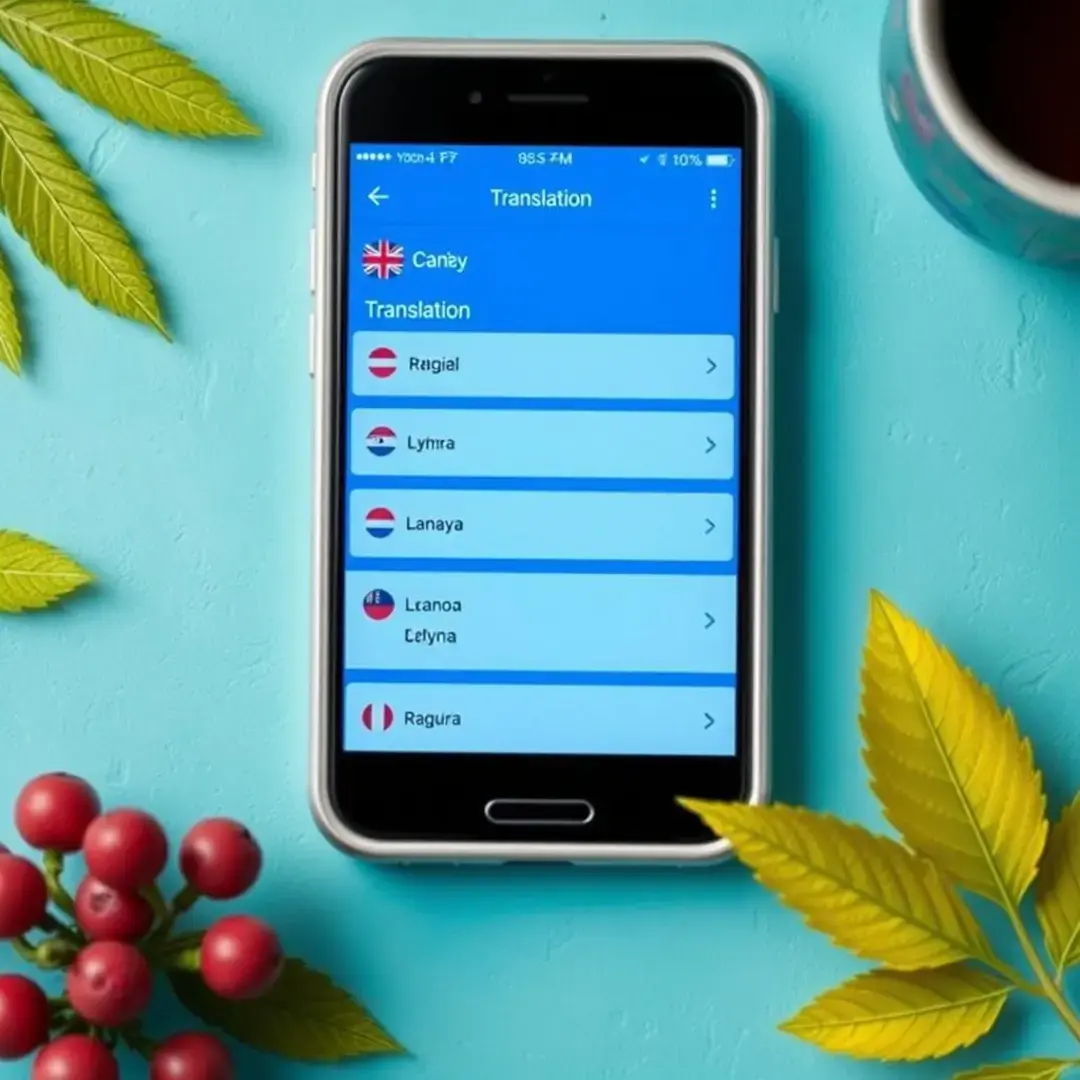 Smartphone displaying translation app interface with language options.