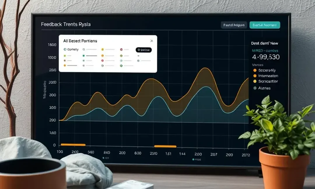 Feedback Analytics 8 Graph displaying feedback trends with AI insights overlay.