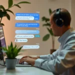 User typing on a chat interface with AI responses displayed.