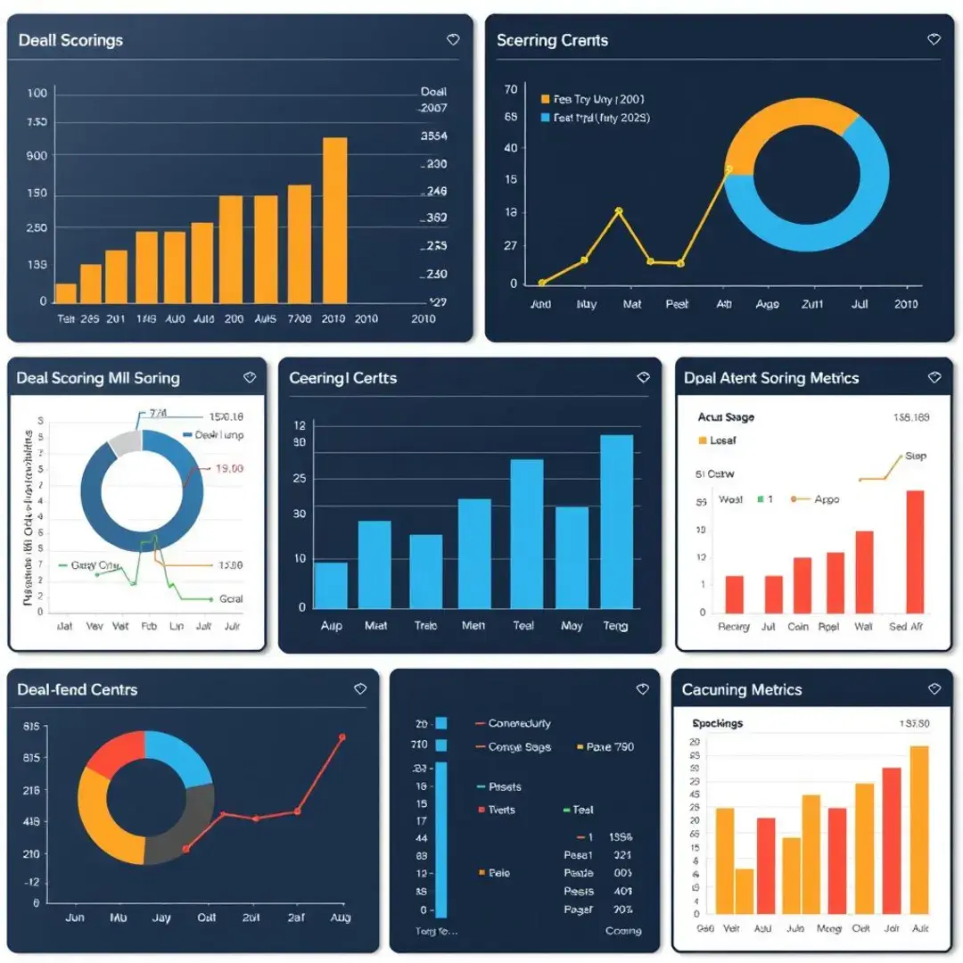 Charts, graphs, and data points showcasing deal scoring metrics.