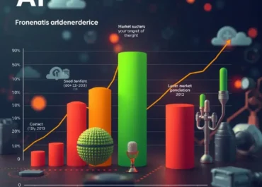 Graph showing AI growth, market sectors, and key trends.