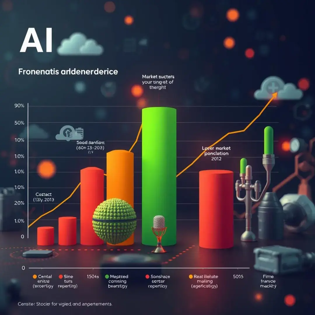 Graph showing AI growth, market sectors, and key trends.