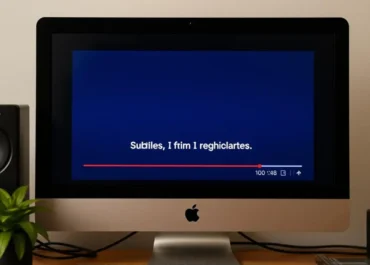 Computer screen displaying subtitles on a video player.